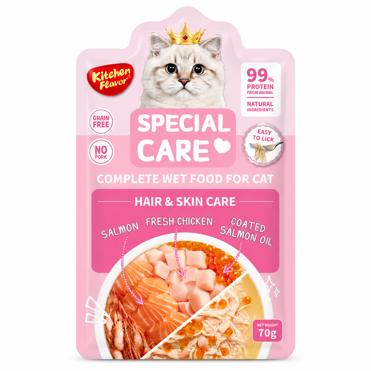 Kitchen Flavour Special Care Complete Cat Food Pouch Hair & Skin Care 70gm