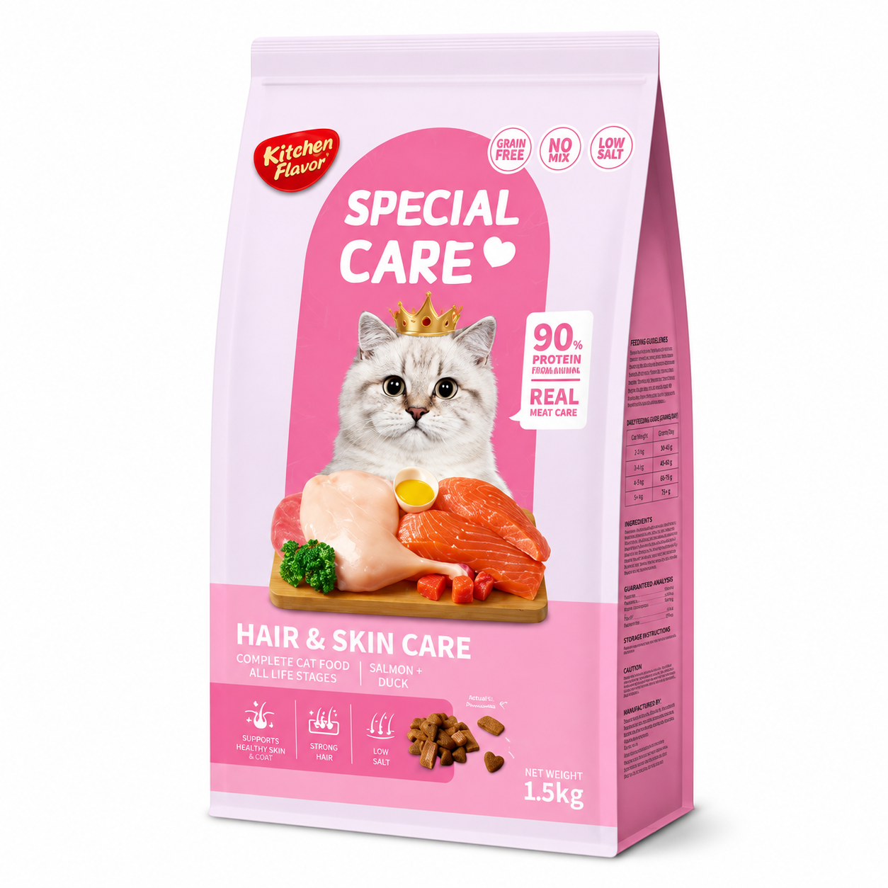 Kitchen Flavour Special Care Dry Cat Food Hair & Skin Care for All Life Stage 1.5KG