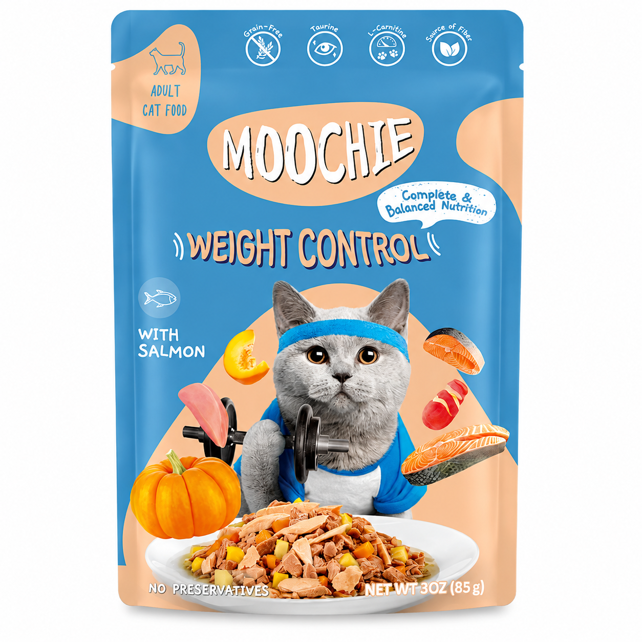 MOOCHIE MINCE WITH SALMON (WEIGHT CONTROL) CAT POUCH 70GM