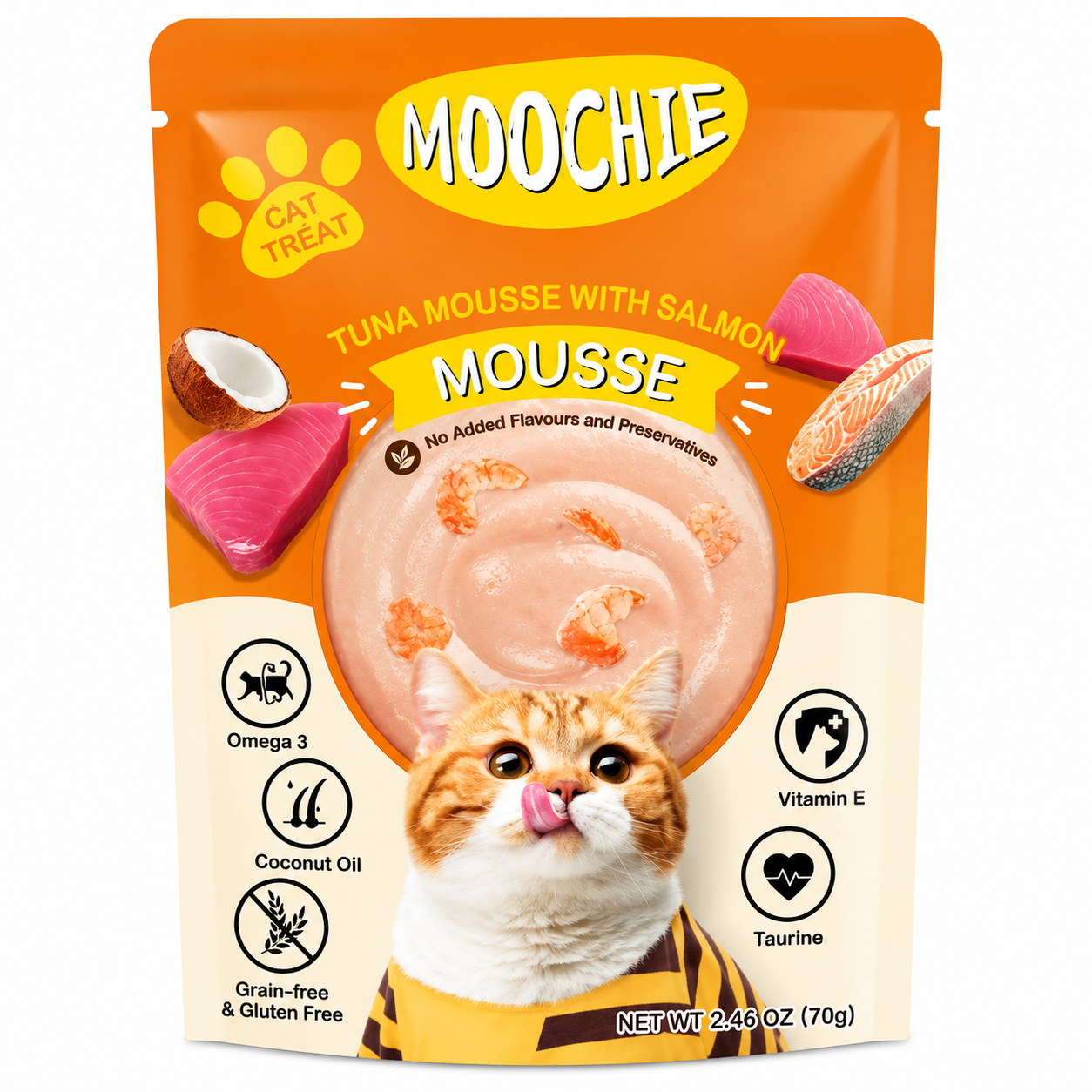 MOOCHIE TUNA MOUSSEE WITH SALMON CAT POUCH 70GM