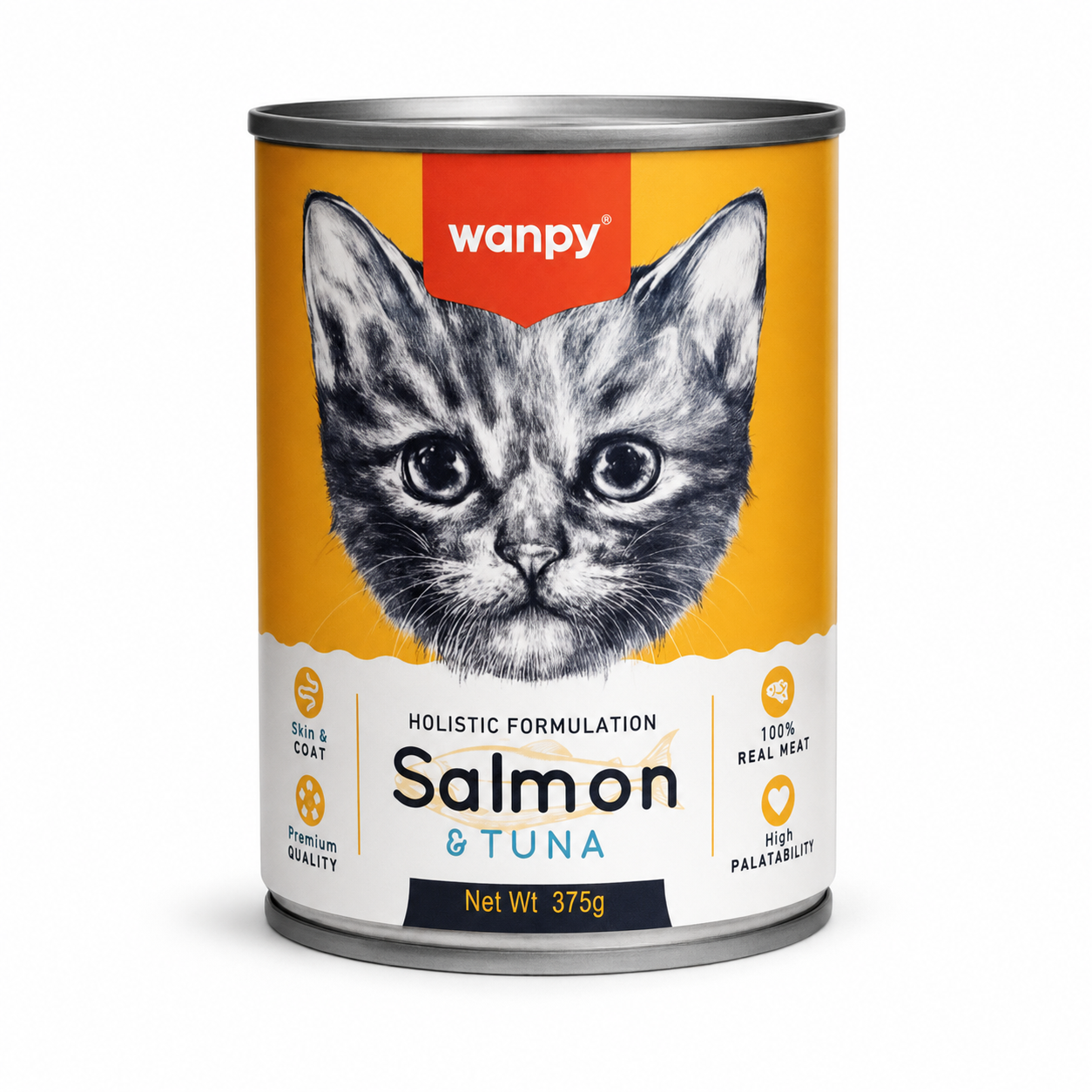 Wanpy Kitten Holistic Formulation Salmon & Tuna Cat Can Food 375g