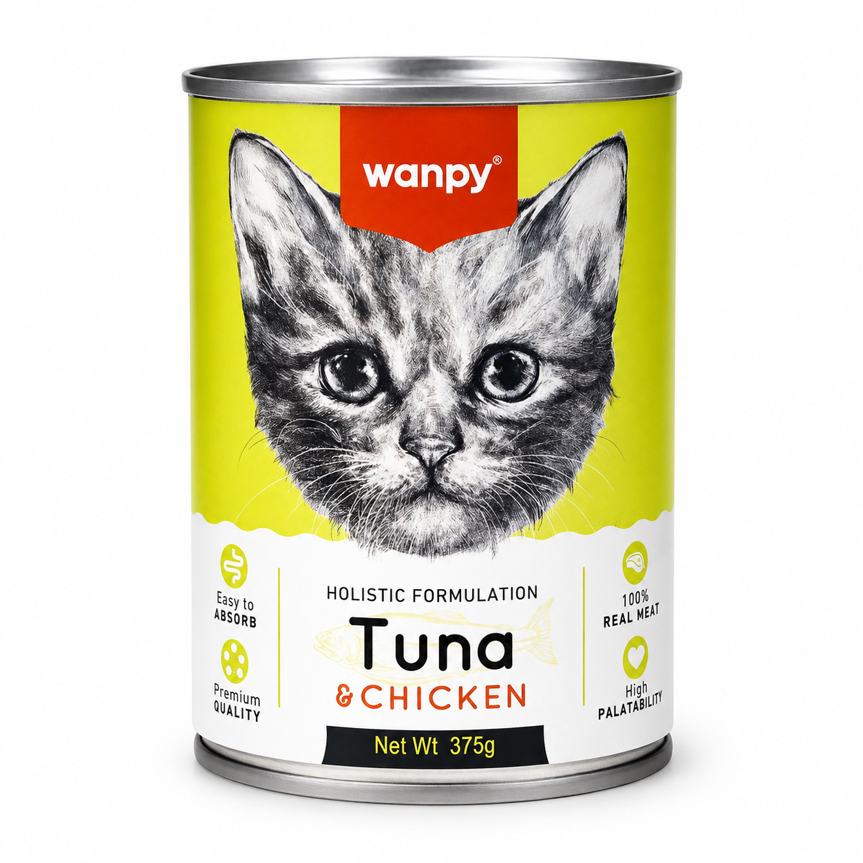 Wanpy Kitten Holistic Formulation Tuna & Chicken Cat Can Food 375g