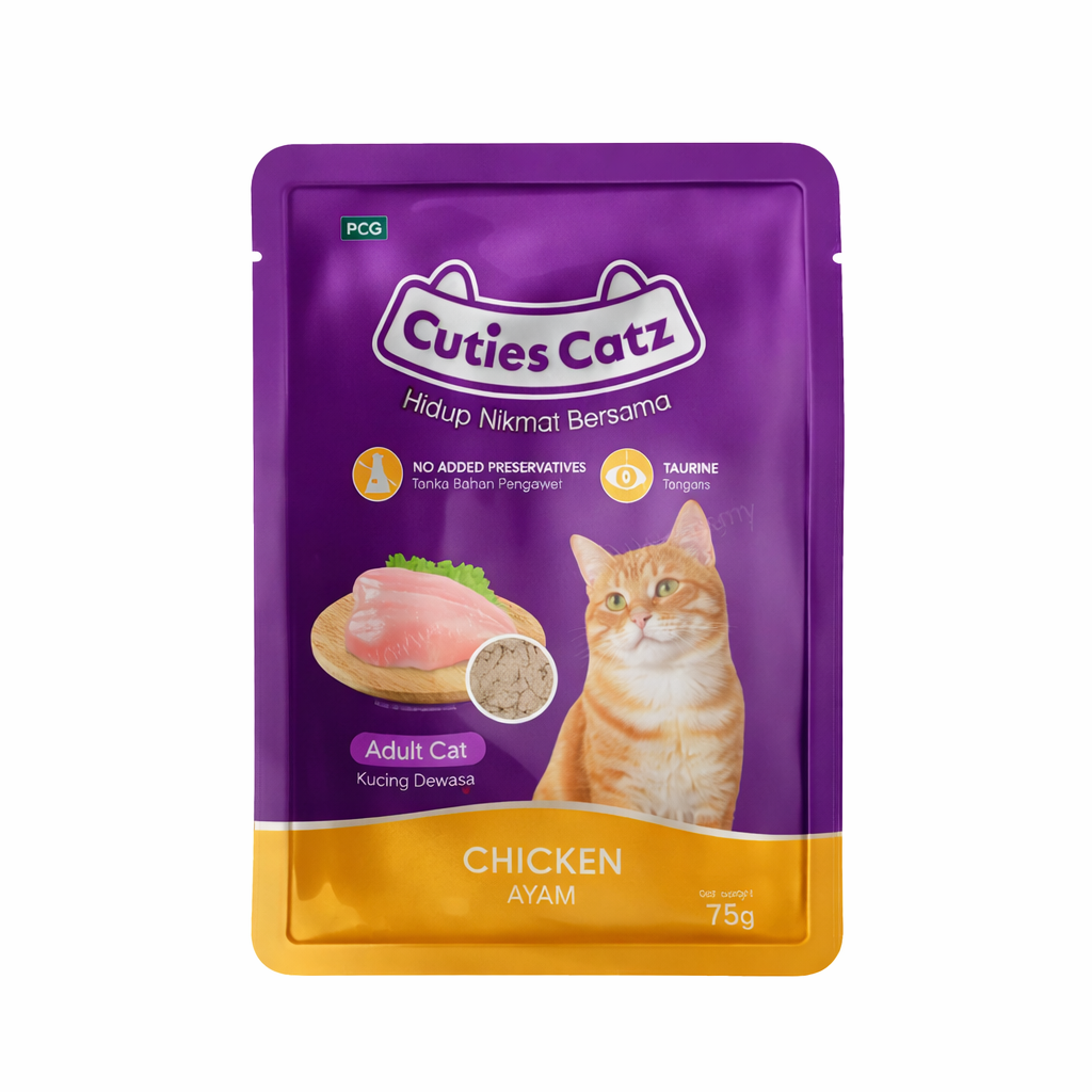 Cuties Catz Adult Pouch Chicken Flavour 75g