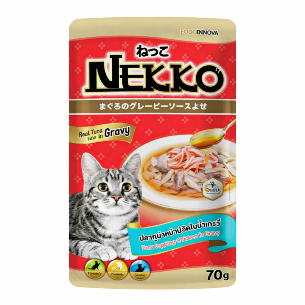 Nekko Adult Pouch Tuna Topping Kanikama in Gravy 70gm