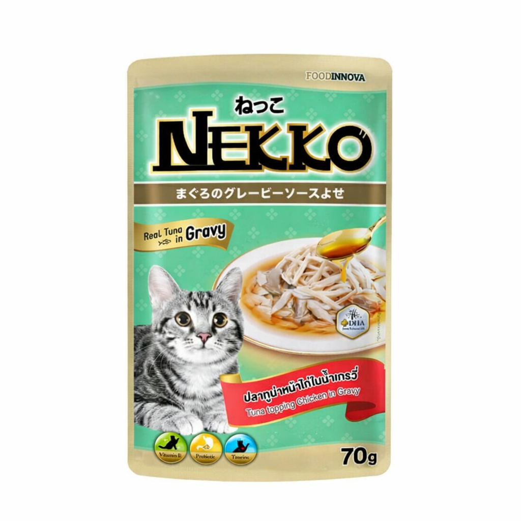 Nekko Adult Pouch Tuna Topping Chicken in Gravy 70gm