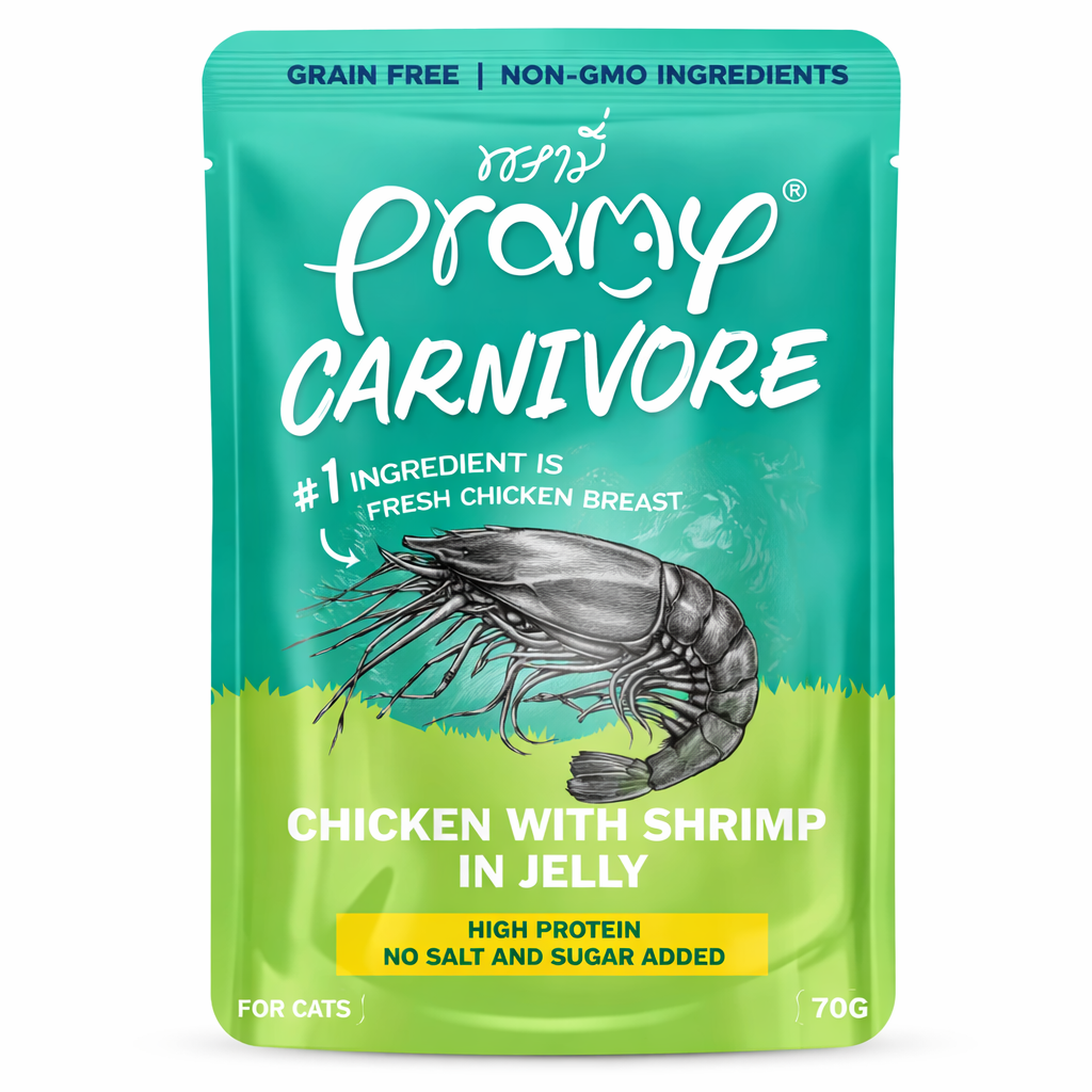 Pramy Carnivore Pouch Chicken with Shrimp in Jelly for All Cats 70gm