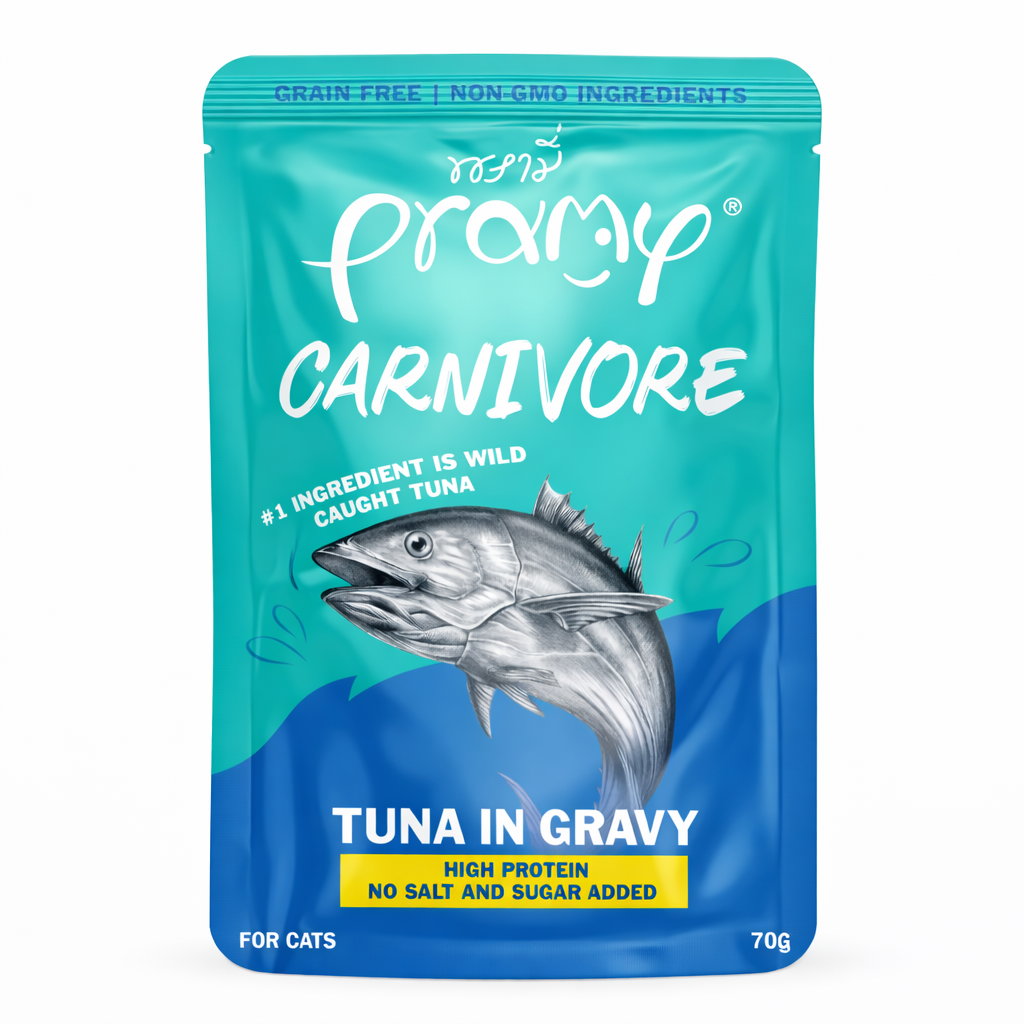 Pramy Carnivore Pouch Tuna in Gravy for All Cats 70gm