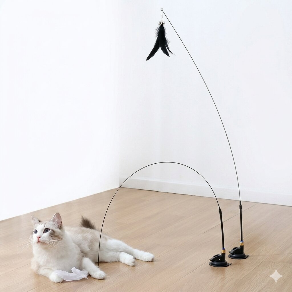 Suction Cup Cat Teaser Stick Toy