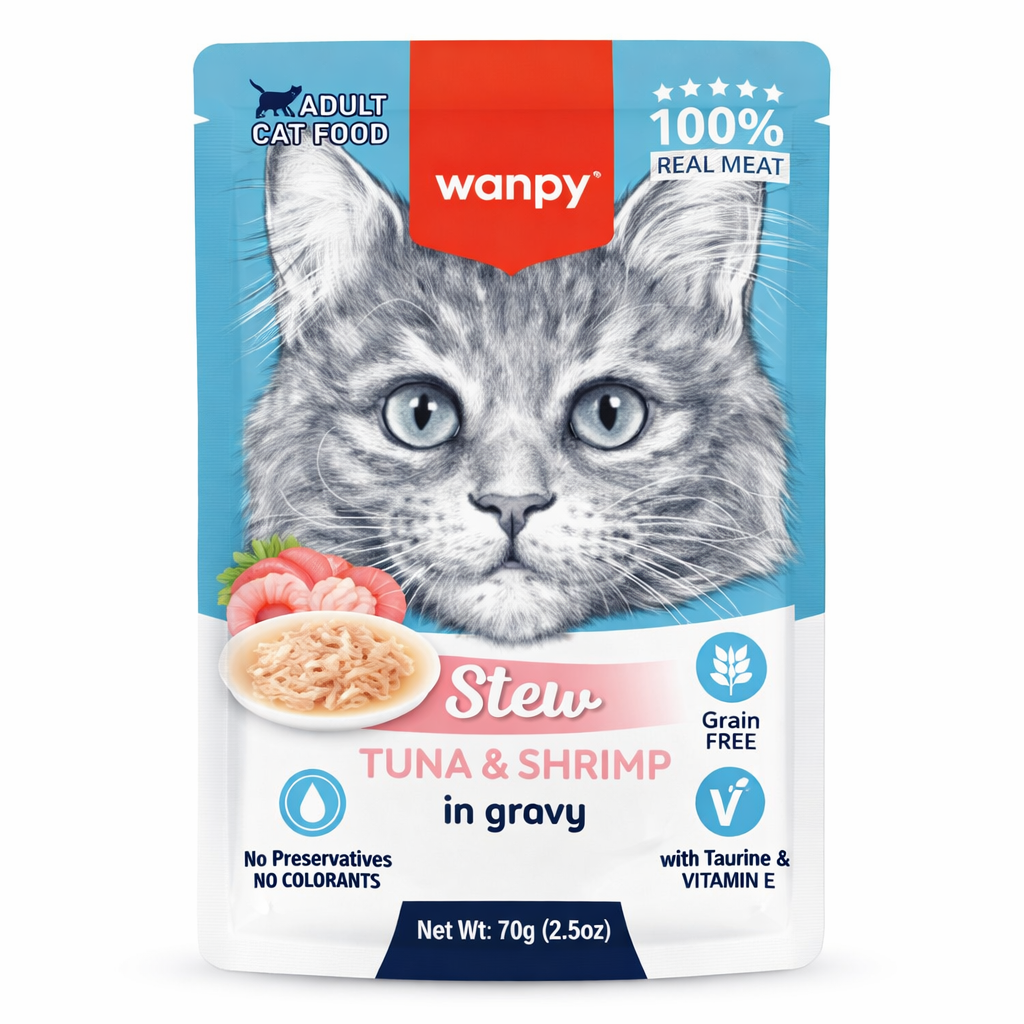 Wanpy Stew in Gravy Pouch Adoult Tuna and Shrimp 70gm