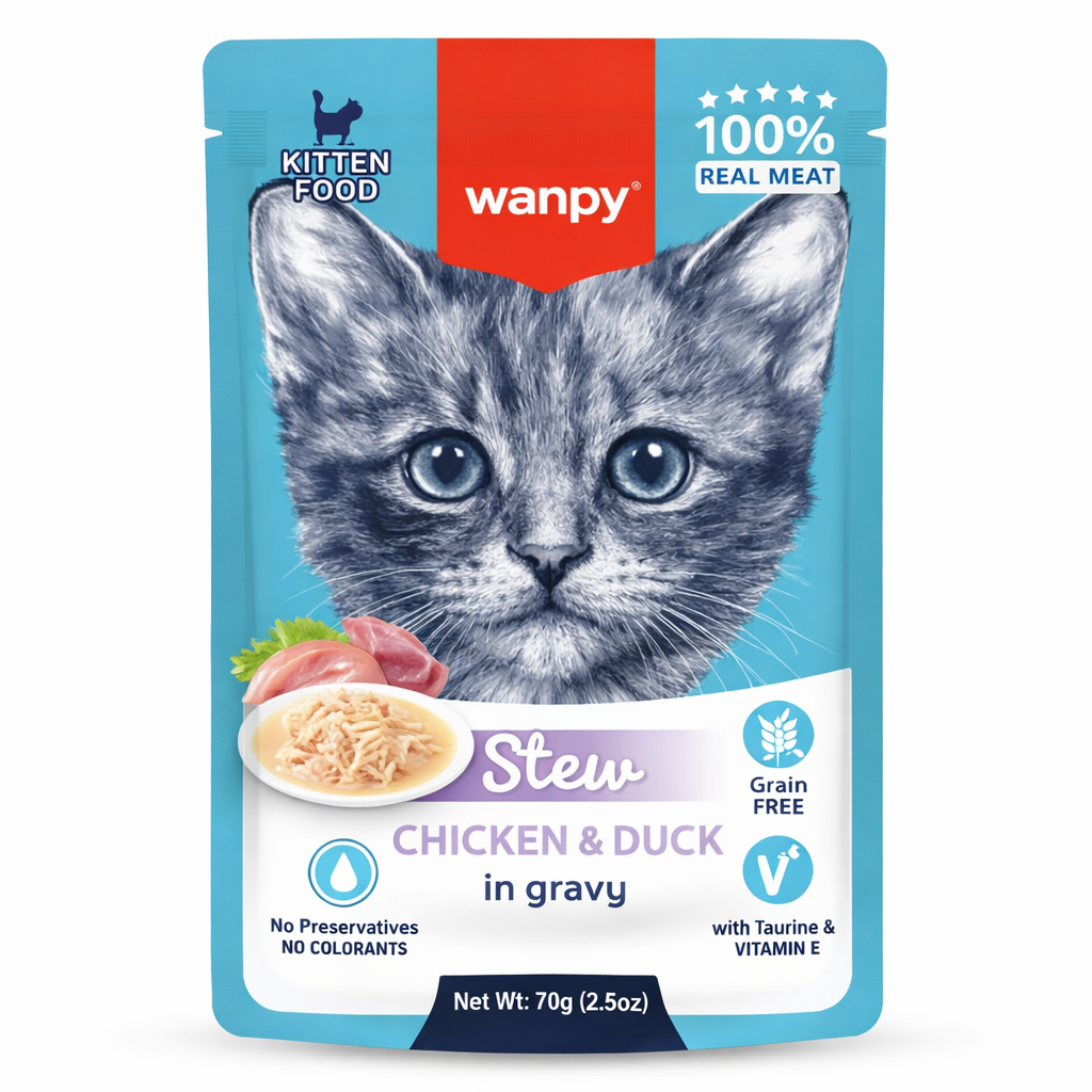 Wanpy Stew in Gravy Pouch Kitten Chicken and Duck 70gm