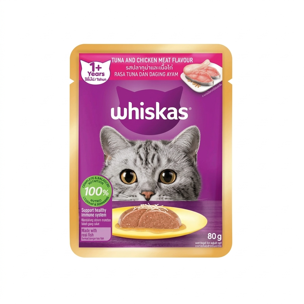 Whiskas Pouch Adult Tuna & Chicken Meat 80gm